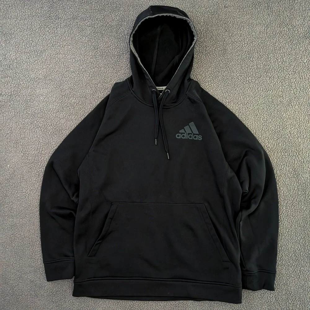 Adidas Team Issue Climawarm Hoodie Mens Large Black Fleece Pullover Sweatshirt